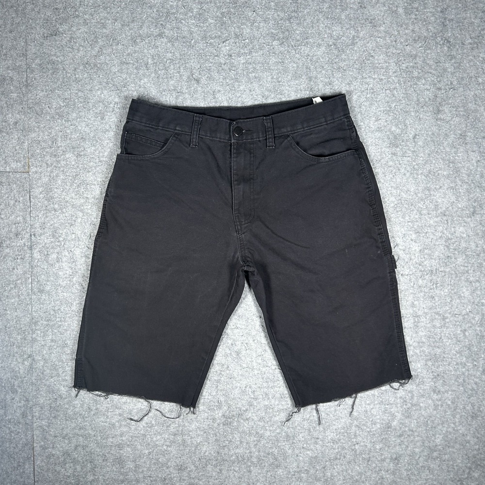 Dickies Shorts Mens 32x32 Black Carpenter Workwear Cut Off Jorts Baggy